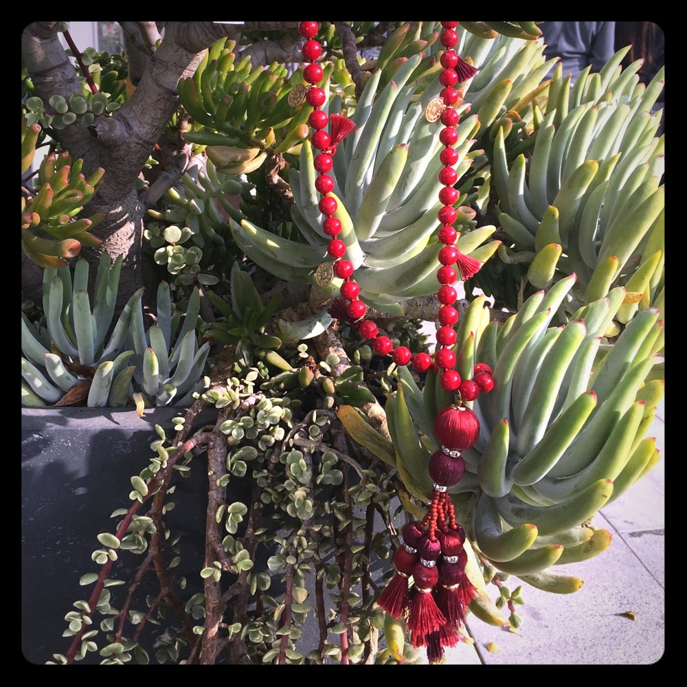 Kate Spade ♠️ Red🍒 bead and tassel necklace! NWT